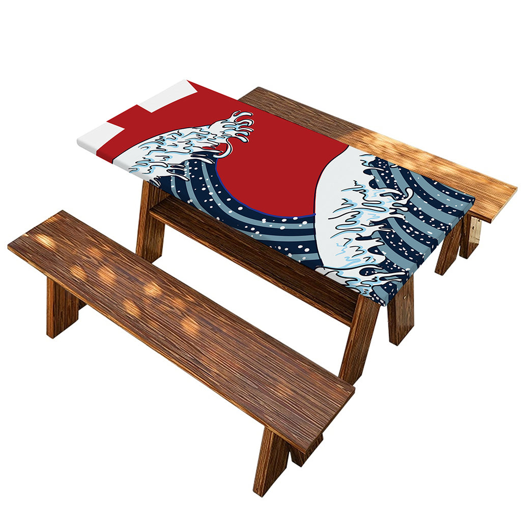The Great Kanagawa Wave Print Picnic Table Cover