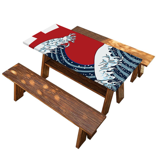 The Great Kanagawa Wave Print Picnic Table Cover