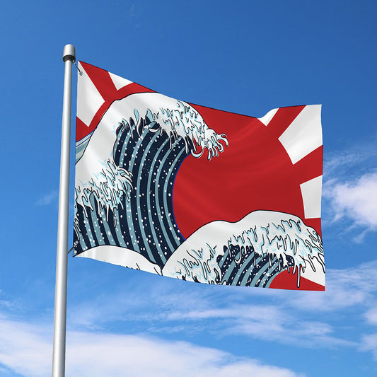 The Great Kanagawa Wave Print Polyester Flag