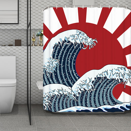The Great Kanagawa Wave Print Polyester Shower Curtain