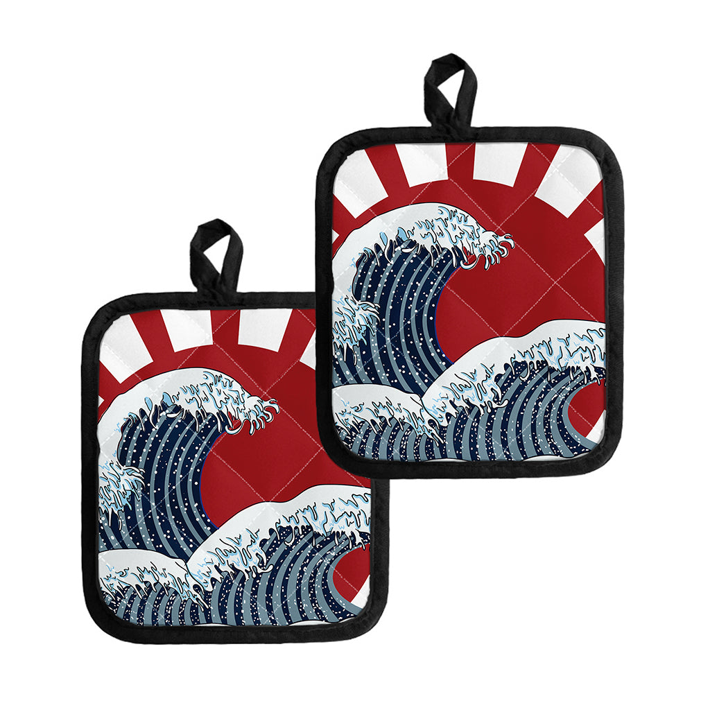 The Great Kanagawa Wave Print Pot Holders