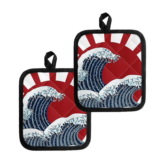 The Great Kanagawa Wave Print Pot Holders