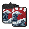 The Great Kanagawa Wave Print Pot Holders With Pocket