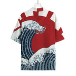 The Great Kanagawa Wave Print Rayon Hawaiian Shirt