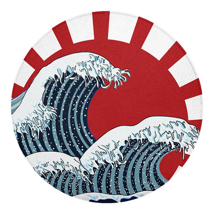 The Great Kanagawa Wave Print Round Blanket