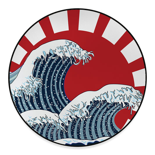 The Great Kanagawa Wave Print Round Floor Mat
