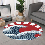 The Great Kanagawa Wave Print Round Rug