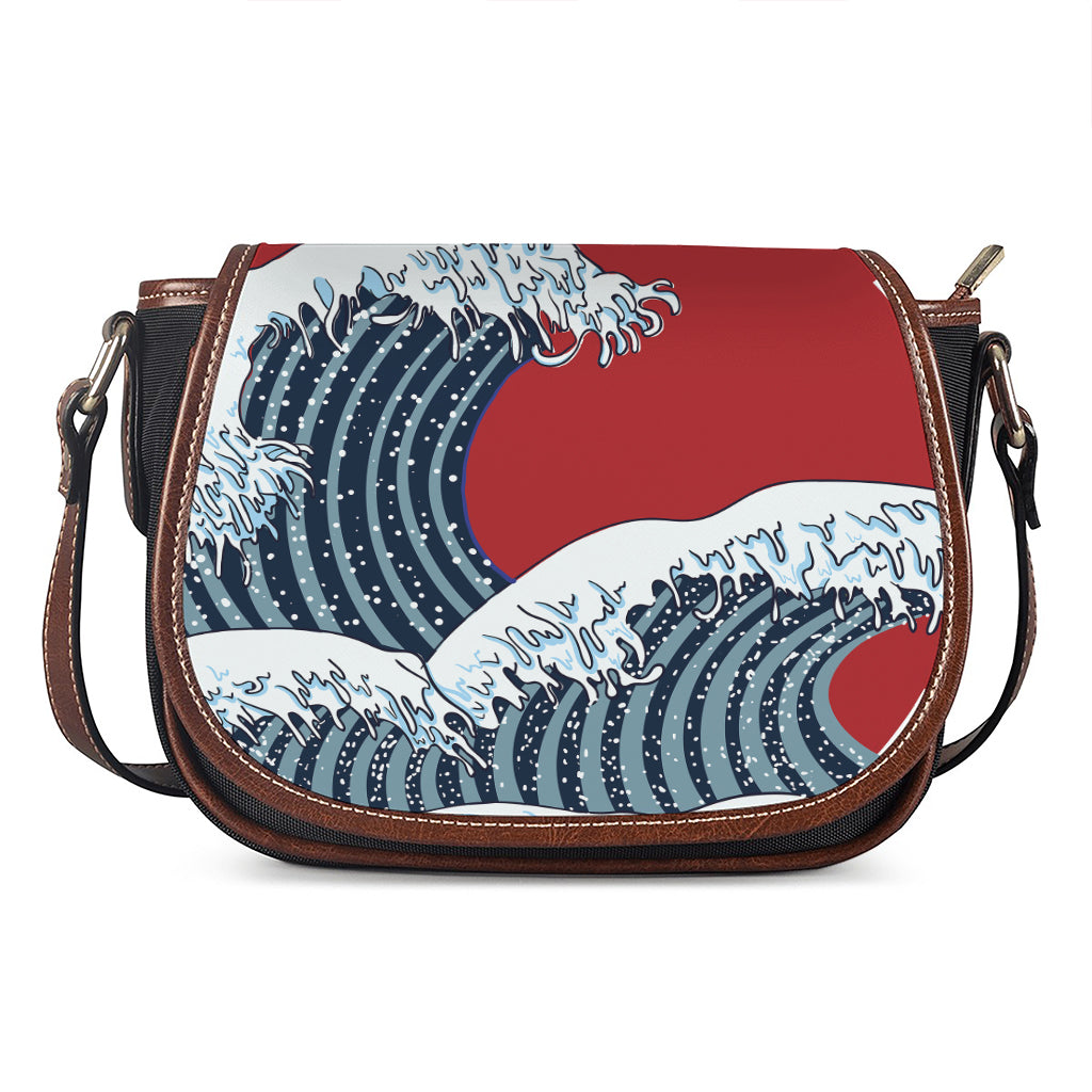 The Great Kanagawa Wave Print Saddle Bag