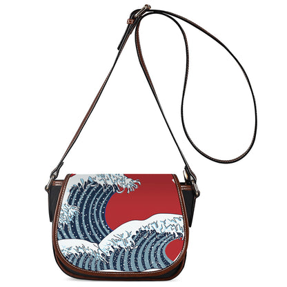 The Great Kanagawa Wave Print Saddle Bag