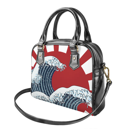 The Great Kanagawa Wave Print Shoulder Handbag