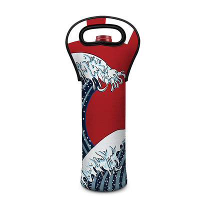 The Great Kanagawa Wave Print Single Neoprene Wine Tote