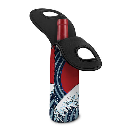 The Great Kanagawa Wave Print Single Neoprene Wine Tote