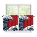 The Great Kanagawa Wave Print Tier Curtains