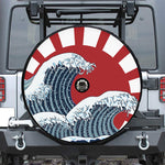 The Great Kanagawa Wave Print Tire Cover With Camera Hole