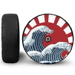 The Great Kanagawa Wave Print Tire Cover With Camera Hole