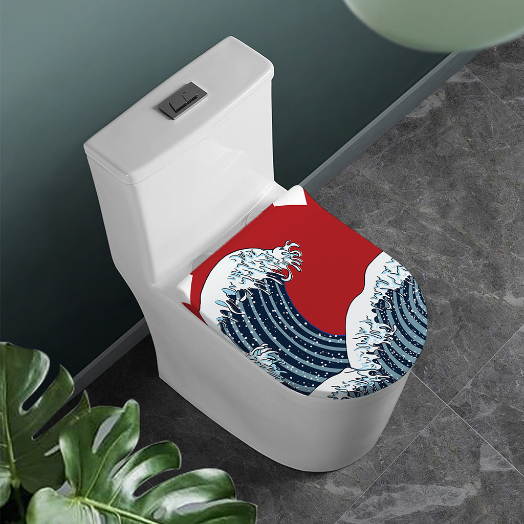 The Great Kanagawa Wave Print Toilet Lid Cover