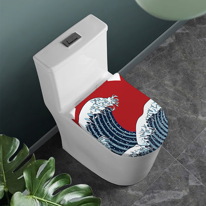 The Great Kanagawa Wave Print Toilet Lid Cover