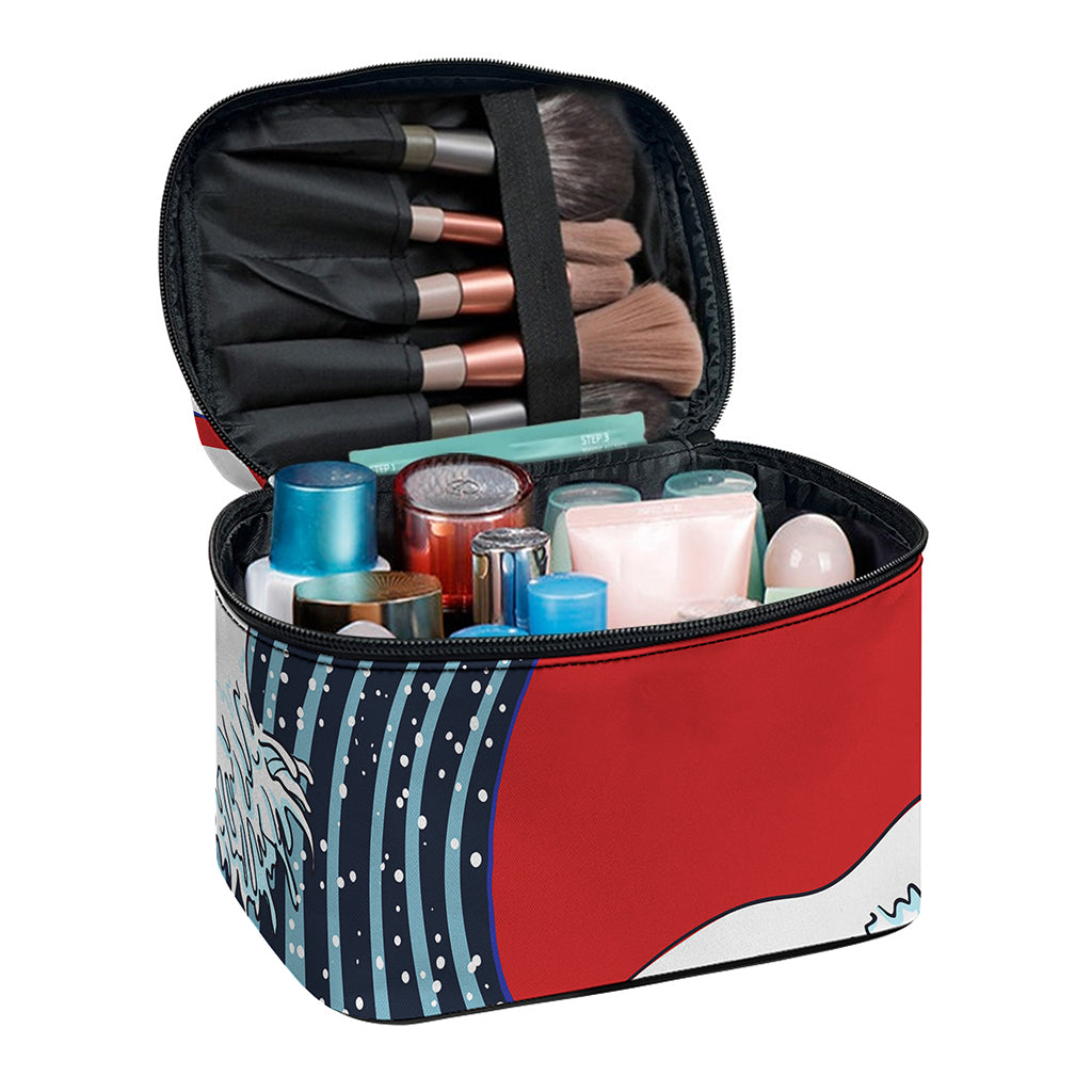 The Great Kanagawa Wave Print Travel Makeup Bag