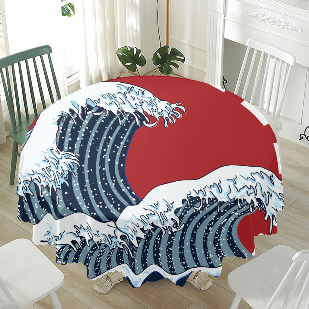 The Great Kanagawa Wave Print Waterproof Round Tablecloth
