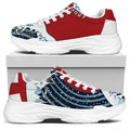 The Great Kanagawa Wave Print White Chunky Shoes
