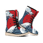 The Great Kanagawa Wave Print Winter Boots