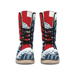 The Great Kanagawa Wave Print Winter Boots