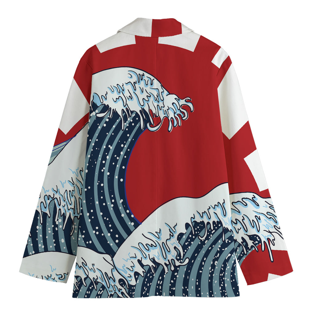 The Great Kanagawa Wave Print Women's Blazer