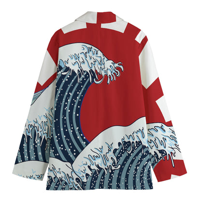 The Great Kanagawa Wave Print Women's Blazer