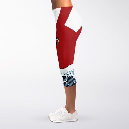 The Great Kanagawa Wave Print Women's Capri Leggings