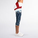 The Great Kanagawa Wave Print Women's Capri Leggings