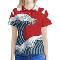 The Great Kanagawa Wave Print Women's Polo Shirt