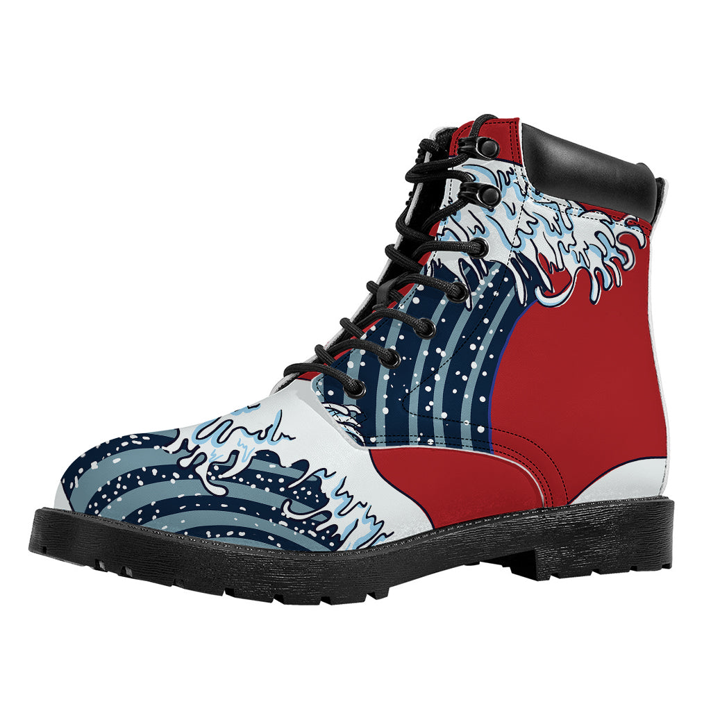 The Great Kanagawa Wave Print Work Boots