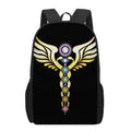The Seven Chakras Caduceus Print 17 Inch Backpack