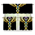 The Seven Chakras Caduceus Print 3 Piece Kitchen Curtains
