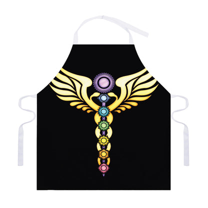 The Seven Chakras Caduceus Print Adjustable Apron