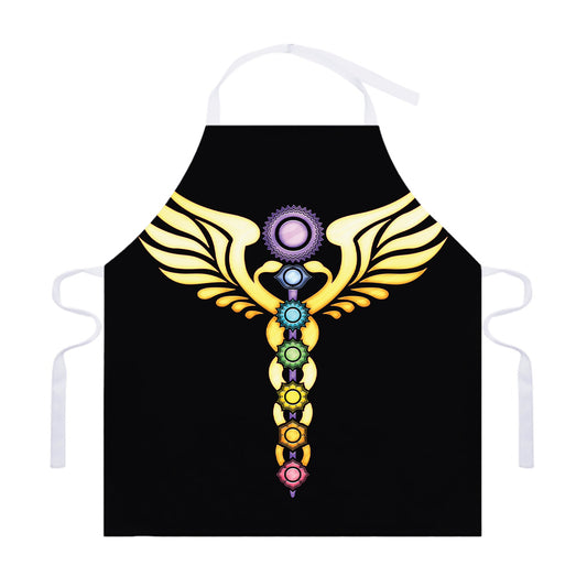 The Seven Chakras Caduceus Print Adjustable Apron