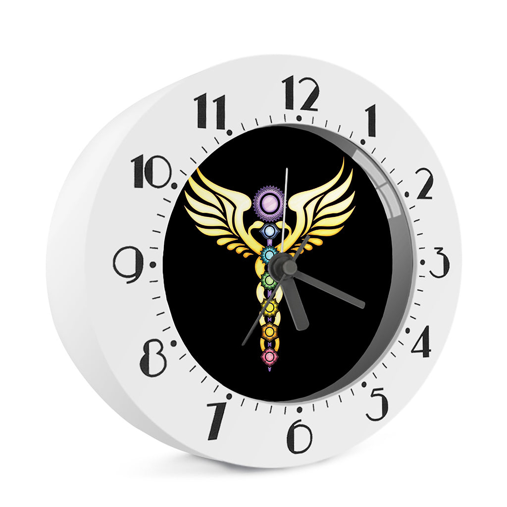 The Seven Chakras Caduceus Print Alarm Clock