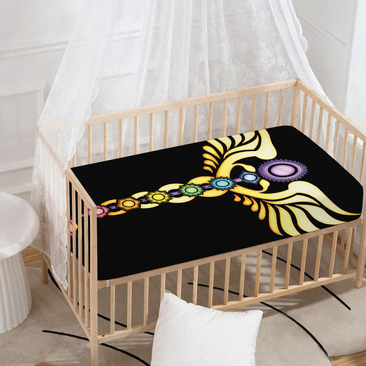 The Seven Chakras Caduceus Print Baby Crib Sheet
