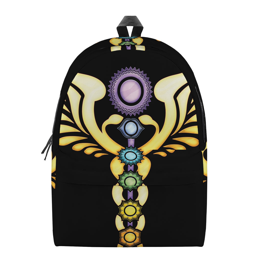 The Seven Chakras Caduceus Print Backpack
