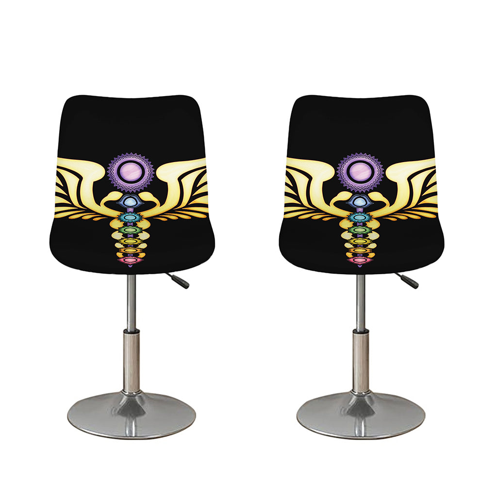 The Seven Chakras Caduceus Print Bar Stool Covers