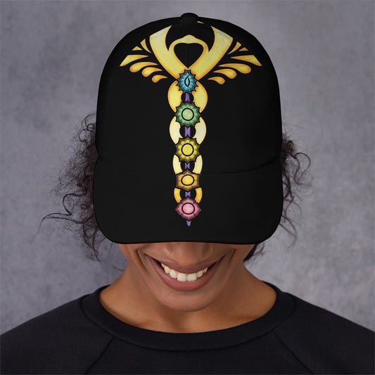 The Seven Chakras Caduceus Print Baseball Cap