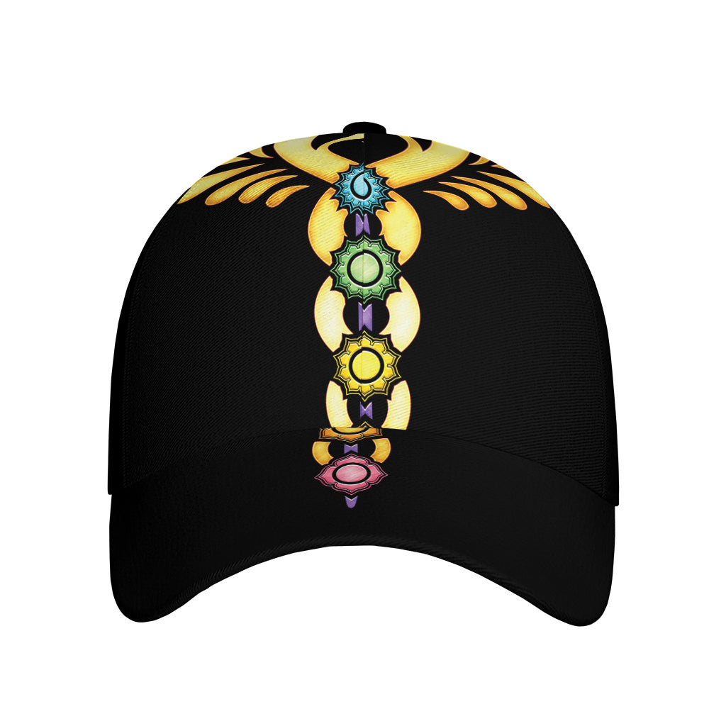 The Seven Chakras Caduceus Print Baseball Cap
