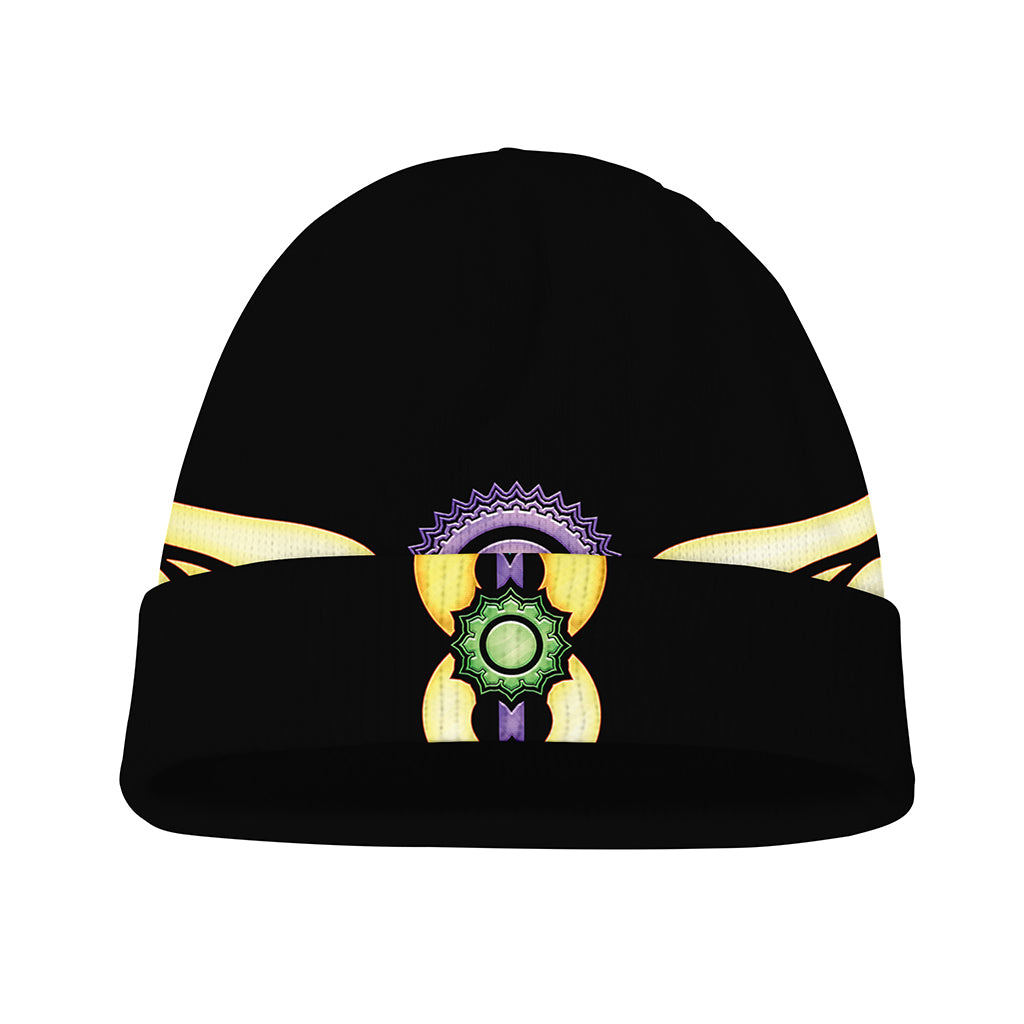 The Seven Chakras Caduceus Print Beanie