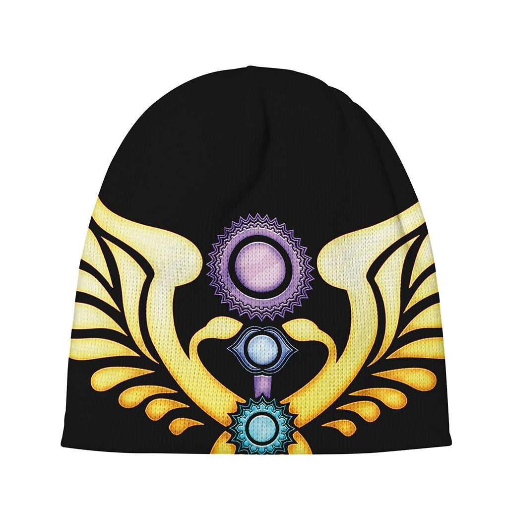 The Seven Chakras Caduceus Print Beanie