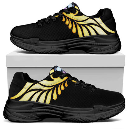The Seven Chakras Caduceus Print Black Chunky Shoes
