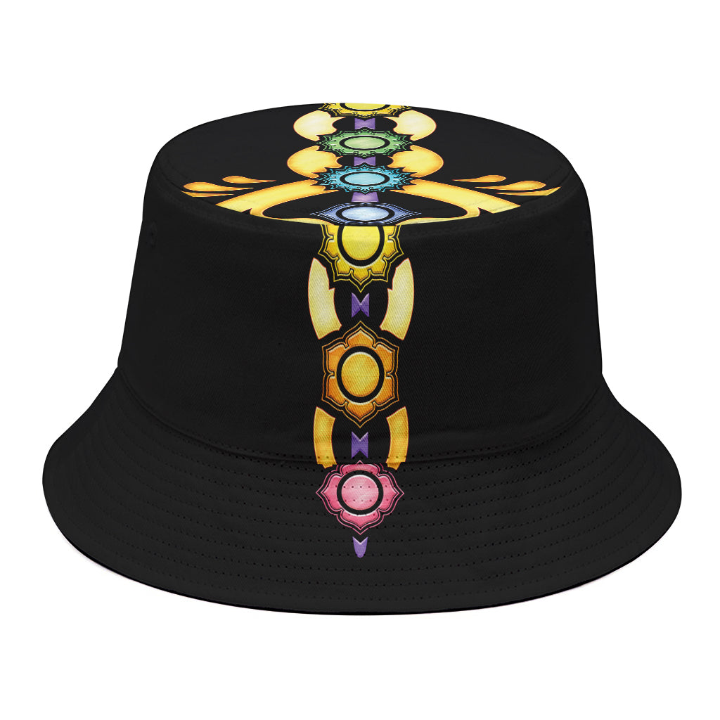 The Seven Chakras Caduceus Print Bucket Hat