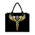 The Seven Chakras Caduceus Print Canvas Tote Bag