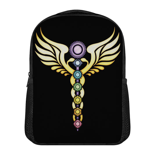 The Seven Chakras Caduceus Print Casual Backpack