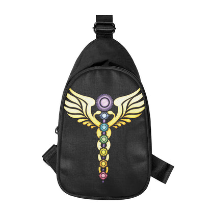 The Seven Chakras Caduceus Print Chest Bag
