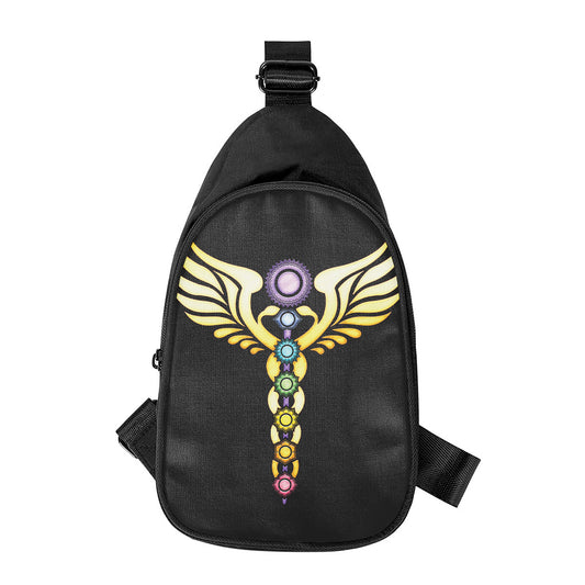 The Seven Chakras Caduceus Print Chest Bag